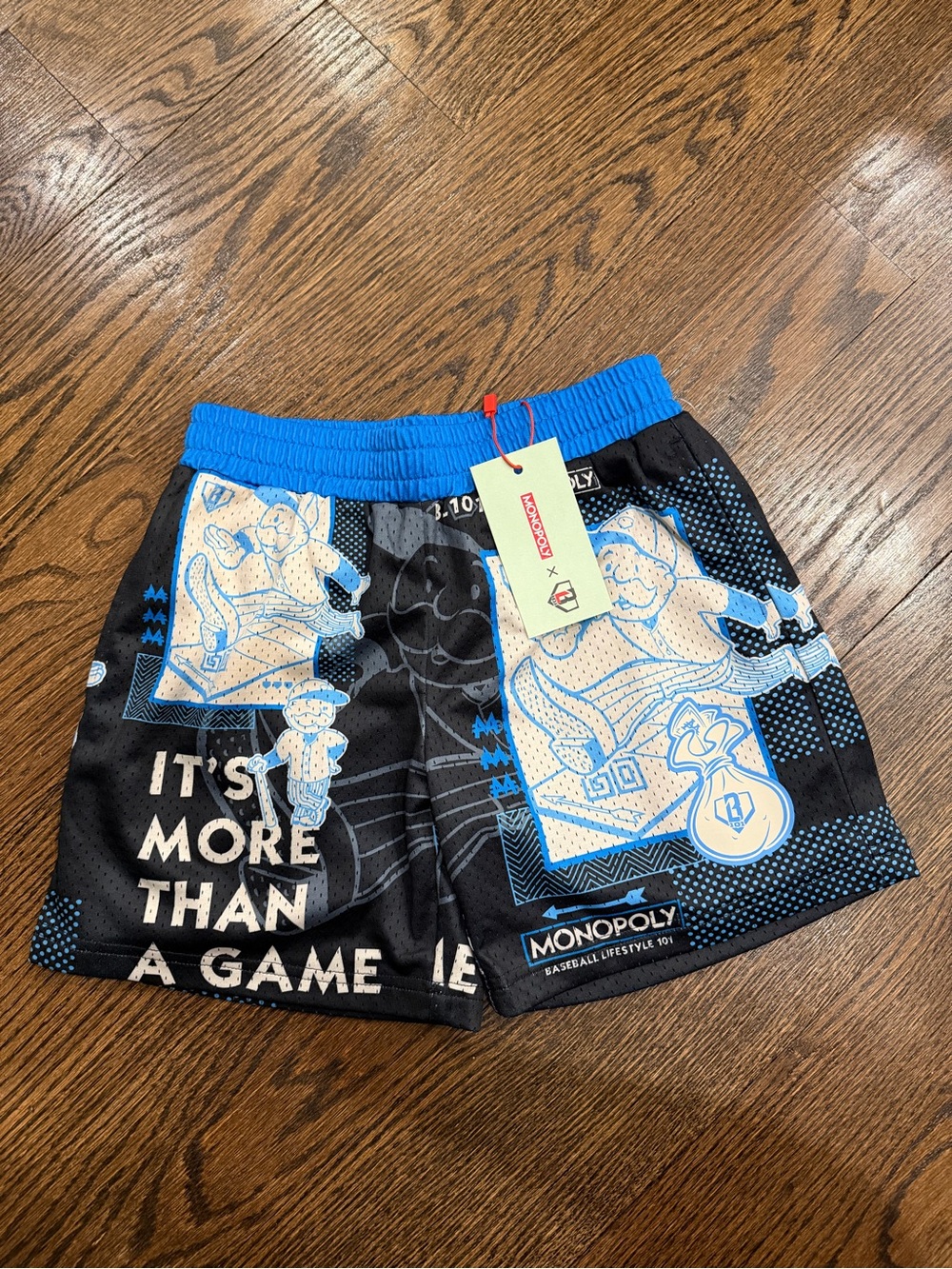 Monopoly Kids' Black & Blue Graphic Athletic Shorts Size Youth Small : New w/tag